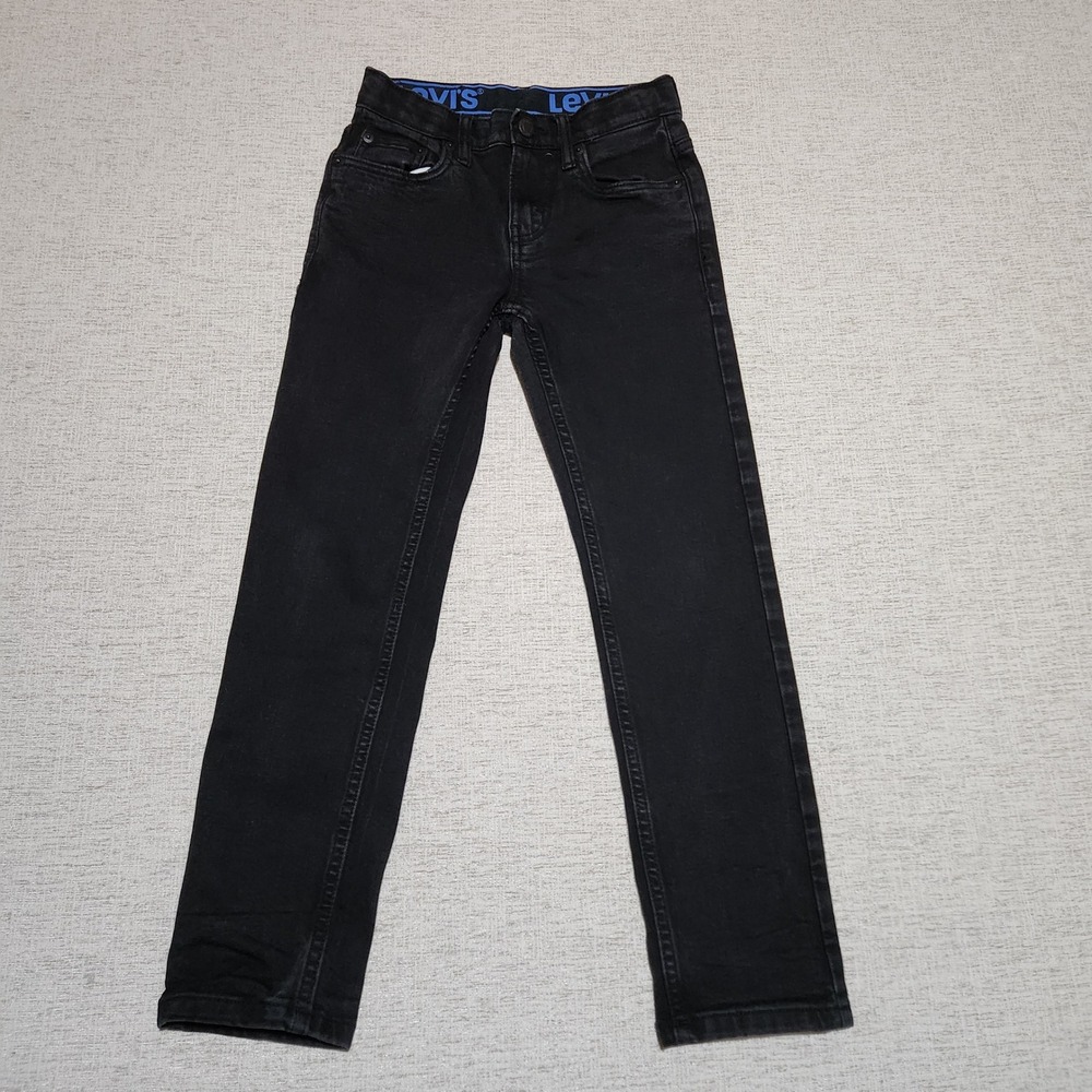 Levi's 502 Regular Taper Jeans Kids Size 8 Reg Black Denim Stretch Pants